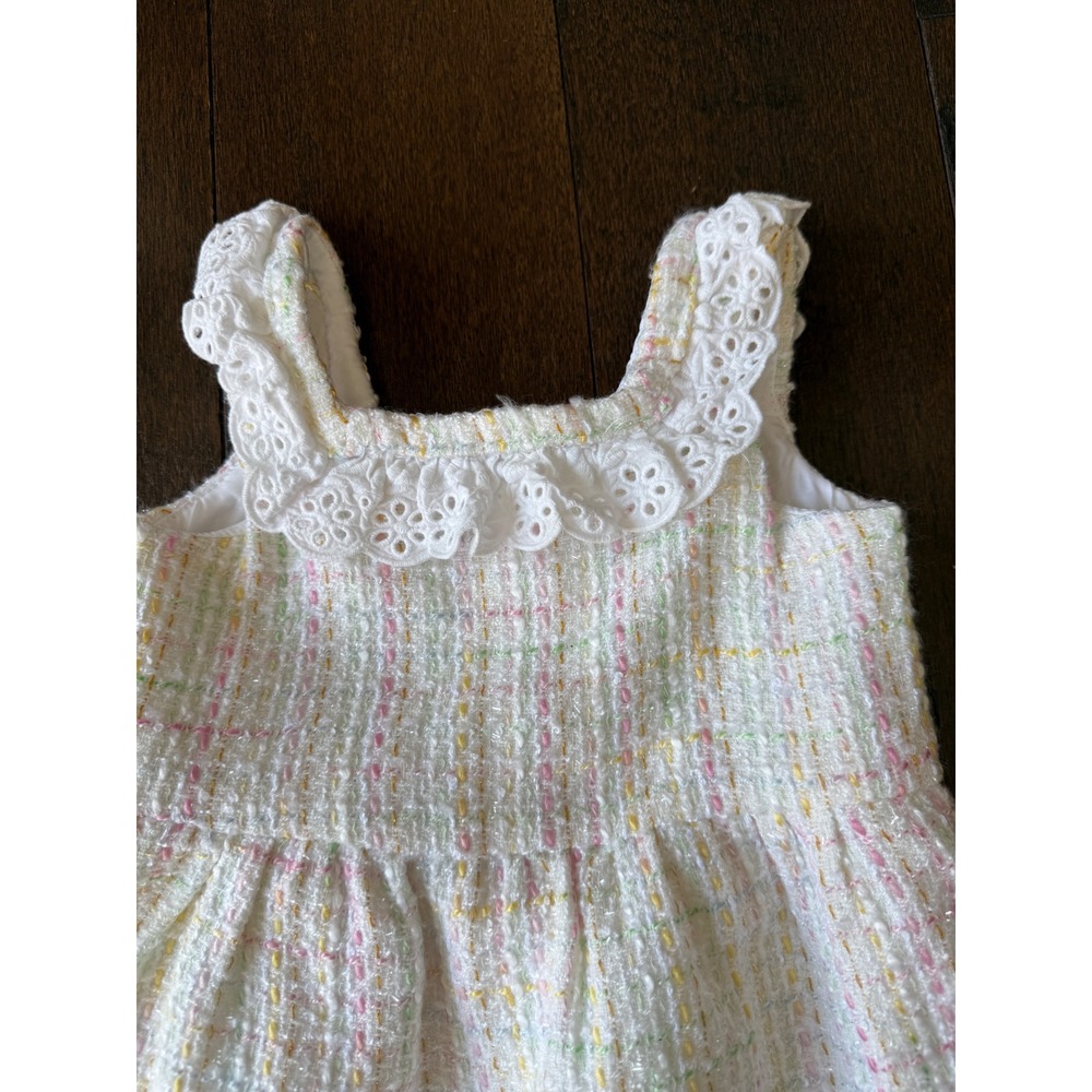 Janie and Jack Baby Girls Tweed Dress with Lace Collar 12-18 months sleeveless - Picture 2 of 6